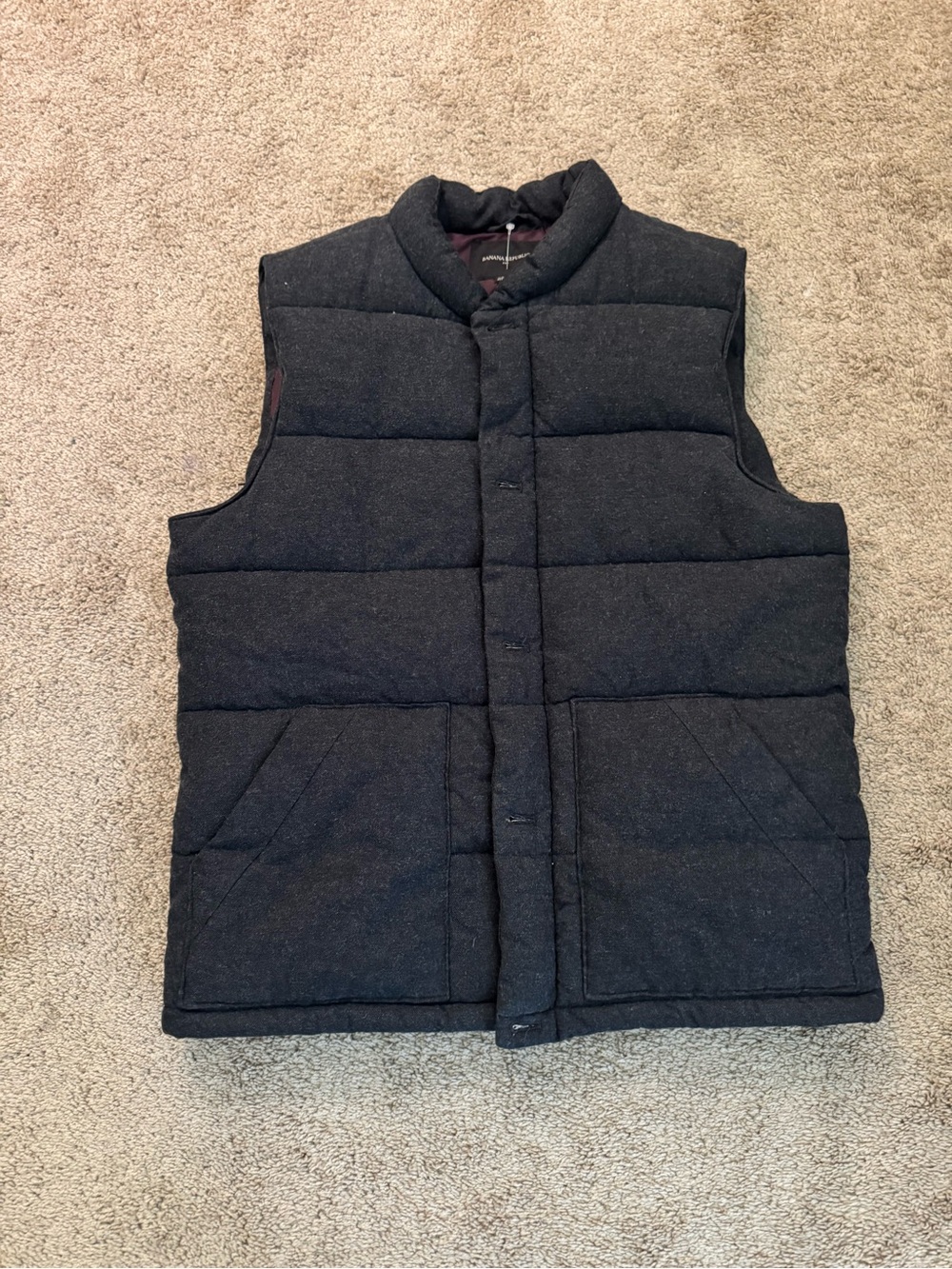 Banana Republic Men's Quilted Vest - Charcoal